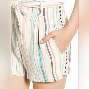 Splendid Pastel Multi-Stripe Tie-Waist Shorts